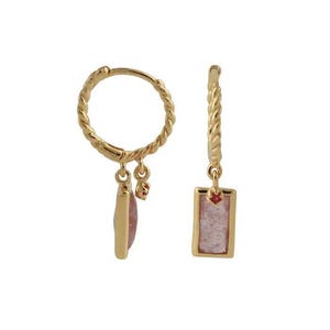 Creolen mit Erdbeerquarz & Rubin, 18ct vergoldet