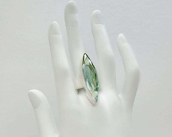 Anillo de plata obsidiana azul marino 1 x 4 cm