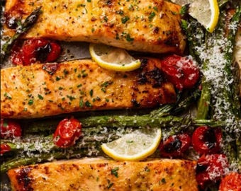 Golden Herb Garlic Salmon Recipe, Easy Mediterranean Salmon Dish, (Digital Download)