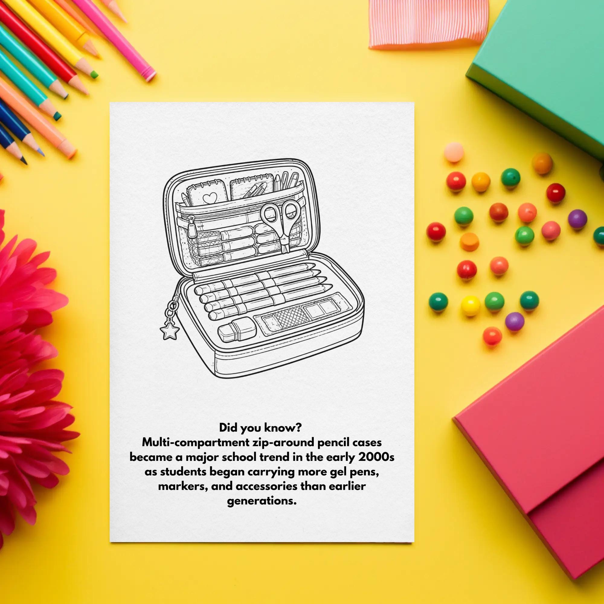 2000s School Life Coloring Pages Printable, Y2K Classroom Coloring Book ...
