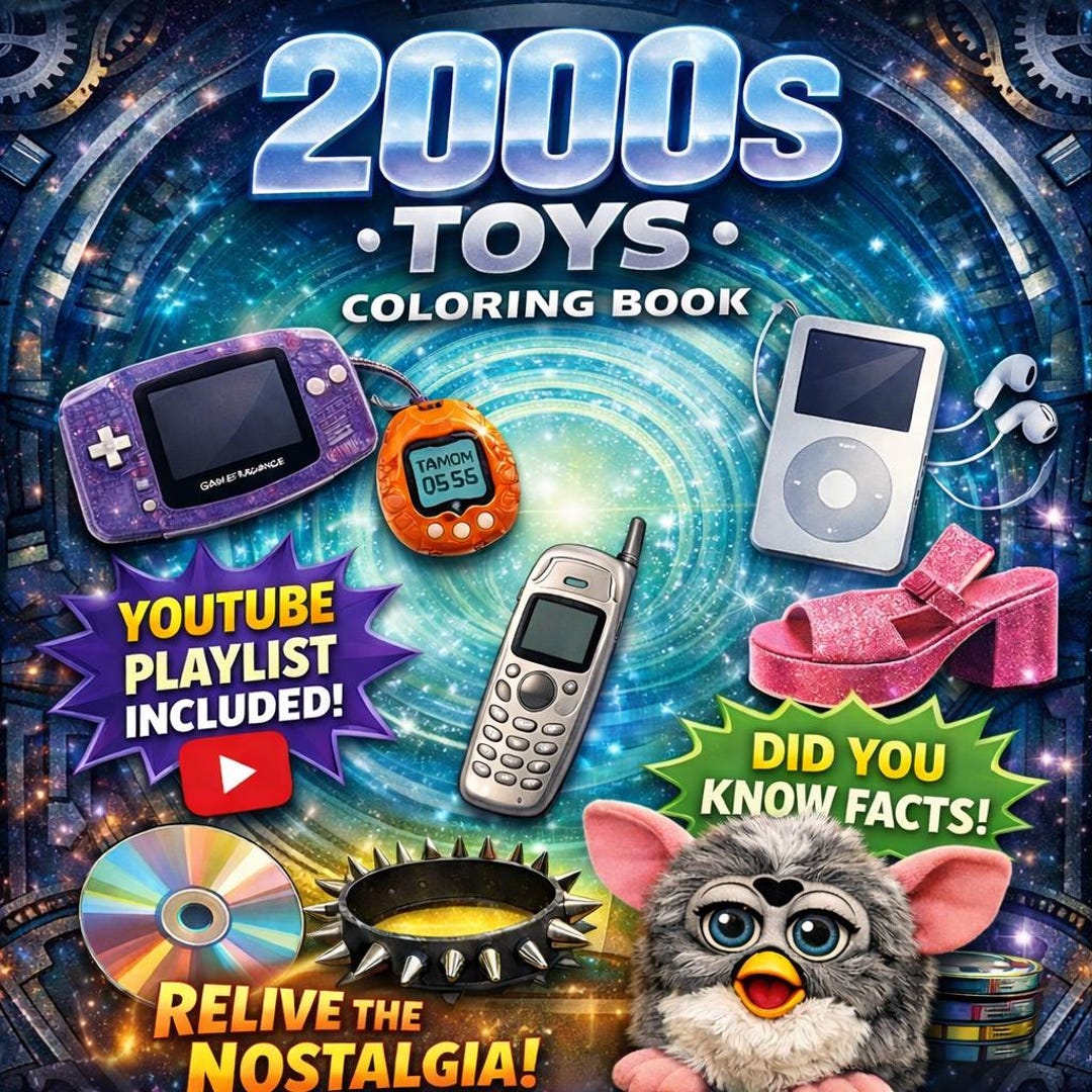 2000s Toys Printable Coloring Pages, Digital Download Coloring Book ...