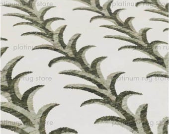 Hand Knotted Botanical Wool Rug | Ivory Green Leaf Pattern Area Rug | Nature Inspired Handmade Rug for Living Room Bedroom