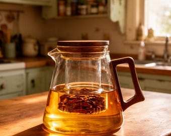 Borosilicate Glass Teapot with Tea Separation – Heat Resistant High-End Tea Maker, One-Touch Infuser, Modern Transparent or Grey Teaware