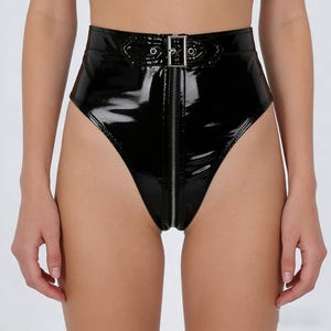 CROTCHLESS FOOTY SHORTS in glossy ultra-thin PU-coated nylon (XS to 3XL
