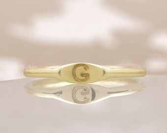 Personalized Initial Ring • Sterling Silver or Gold Stacking Ring