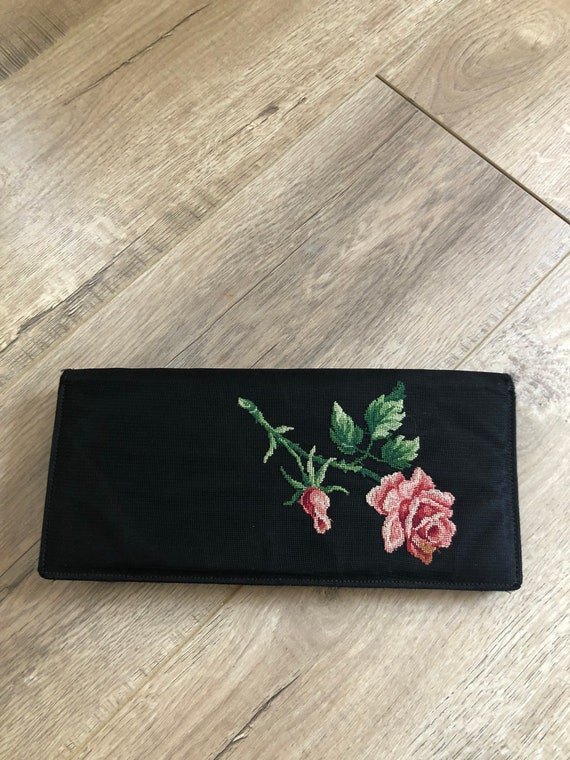 Jewel Micro Clutch Embroidery Rose Bag Silk Velvet Mini Bag 