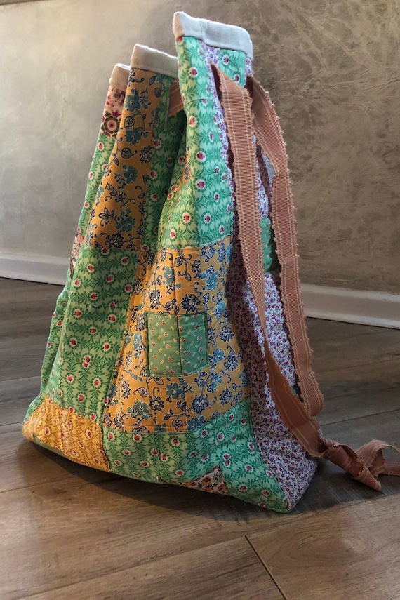 Patchwork Vintage quilt squares overnight bag - image 1