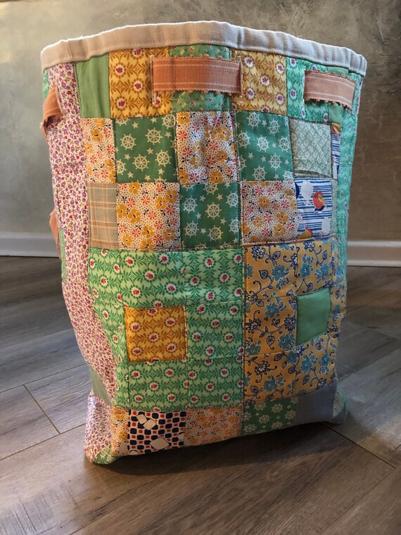Patchwork Vintage quilt squares overnight bag - image 2