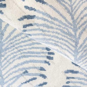 Hand Knotted Blue Leaf Pattern Rug | Modern Wool Cotton Area Carpet | White & Blue Minimal Design Rug for Living Room Bedroom Decor