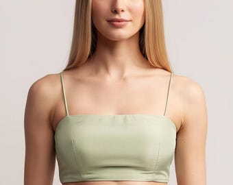 Pista Satin made Spaghetti Strap Top, Made to Order Handmade