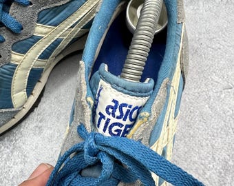 Vintage 80's Asics Tiger Markle Color Navy Made in Japan Men US 6