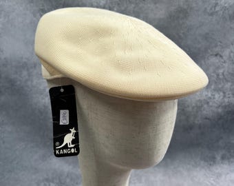 Boina Kangol Vintage de los años 90, color crema, talla pequeña