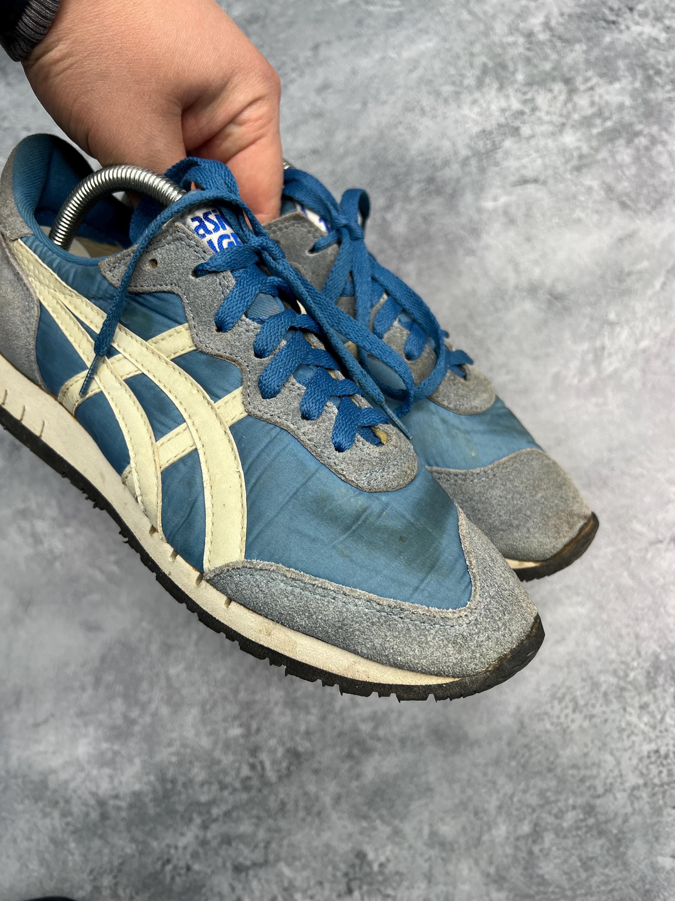 Vintage 80's Asics Tiger Markle Color Navy Made in Japan Men US 6