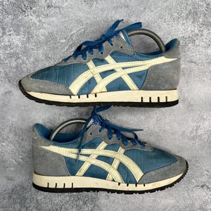 Vintage 80's Asics Tiger Markle Color Navy Made in Japan Men US 6