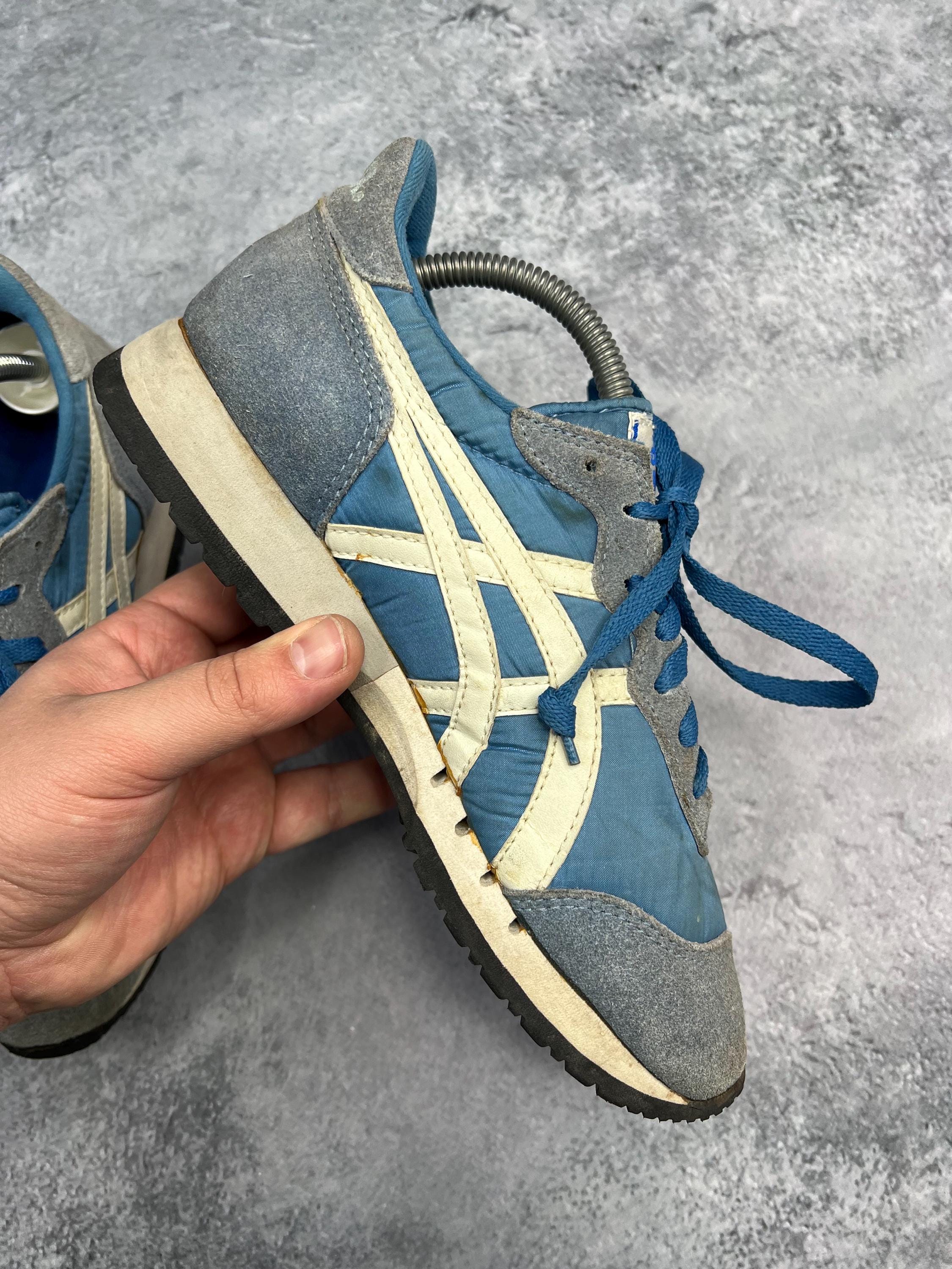 Vintage 80's Asics Tiger Markle Color Navy Made in Japan Men US 6