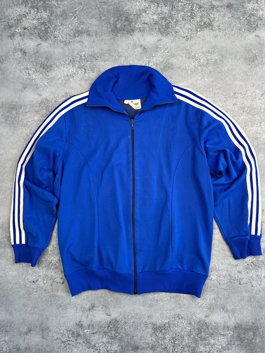 Adidas Track Jacket Size 7 Rare 80S Jersey Triangle Tag Blue Made