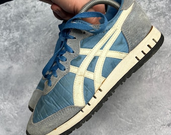 Vintage 80's Asics Tiger Markle Color Navy Made in Japan Men US 6