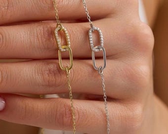 Linked Stone Pendant Necklace, Infinity Charm Necklace, Heart Necklace, Family Necklace, Anniversary Gift Necklace