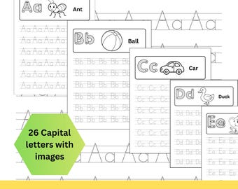 Kindergarten Alphabet Arbeitsblätter ABC Schreibübungen Vorschule Buchstabenverfolgung Seiten Homeschool Lernen PDF Kleinkind Aktivität Blätter