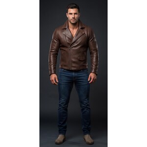 Giacca da uomo in pelle bovina con stampa effetto pelle di serpente, giacca da motociclista vintage, cappotto in pelle da moto fatto a mano, capospalla di lusso