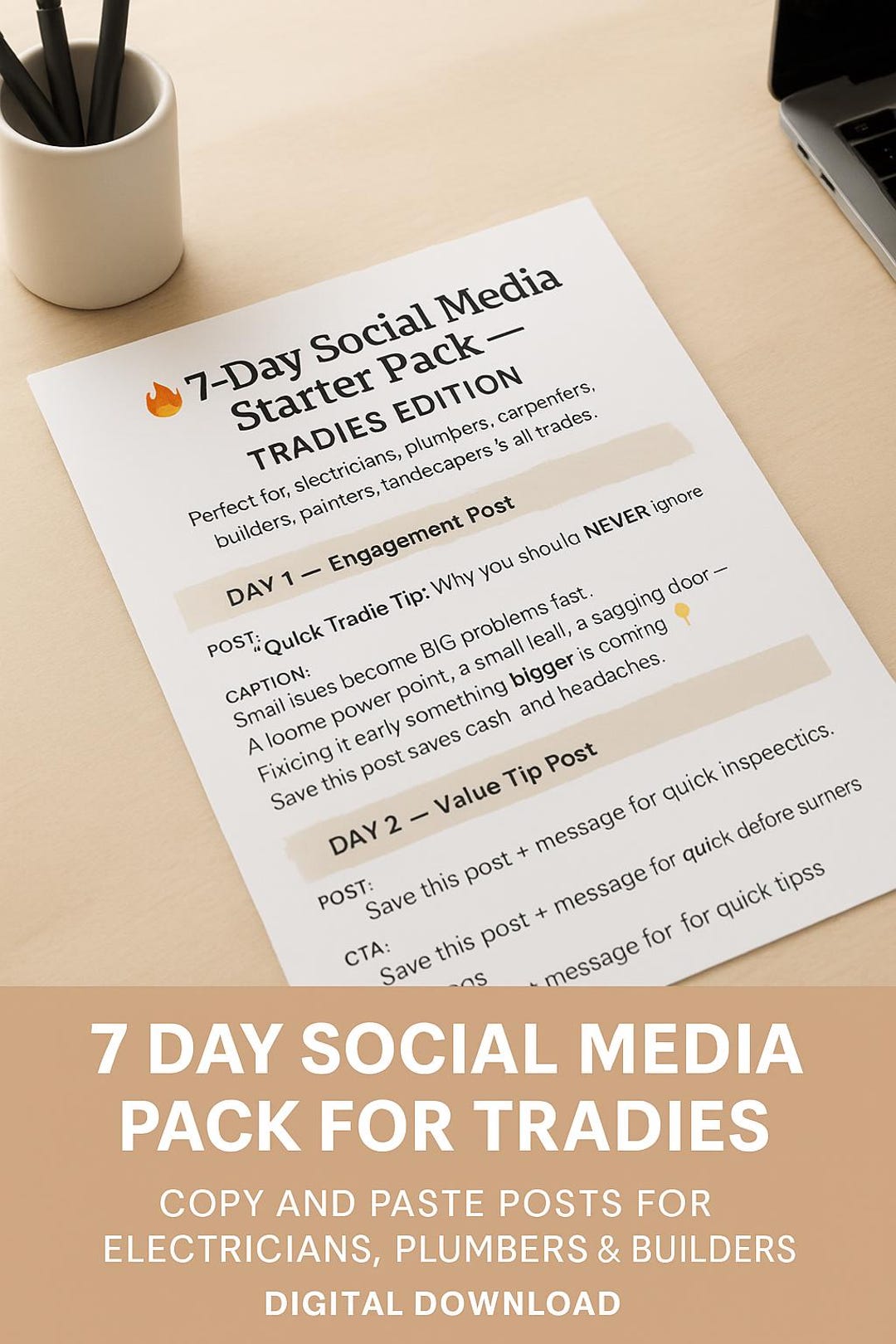 7 Day Social Media Pack for Tradies Copy and Paste Posts for ...
