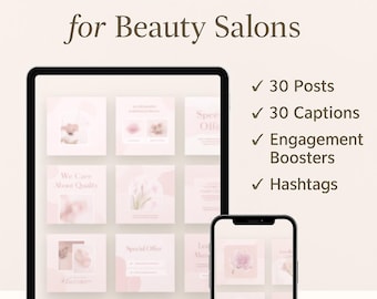 30 Beauty Salon Social Media Posts | Captions Included | Instagram & Facebook Content | Digital Download