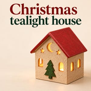 Christmas Tealight House Pottery Template, DIY Printable Clay Slab Building PDF Digital Download