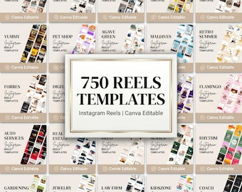 750 Instagram Reels Templates Canva Editable | Viral Video Content Kit | Social Media Marketing Bundle | Reels Canva Templates for Growth
