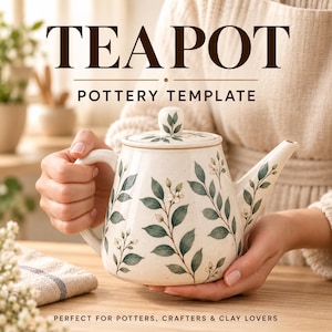 Teekannen-Töpfervorlage (PDF) | Druckbares Muster zum Formen von Teekannenplatten | DIY-Vorlage für Keramikton | Anleitung zum Formen von Hand | Sofort-Download
