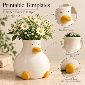Duck Vase Pottery Template PDF, Ceramic Slab Building Pattern, Printable Clay Template, DIY Handbuilding Vase,  Digital Download