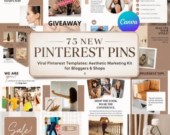 Viral Pinterest Templates Canva Marketing Kit for Bloggers, Etsy Shops, Pinterest Pins for Growth, Traffic and Sales (Digital Download)