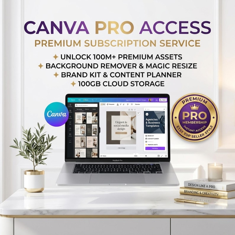 Canva Pro Subscription Lifetime Access 400,000+ Premium Templates, Full Private Account on your email Premium Subscription, Digital Download image 4