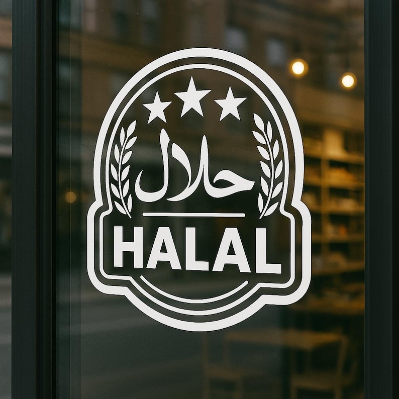 White Halal Sticker HALAL Vinyl Sticker Window Decal Islamic Halal Sign Sticker - Etsy