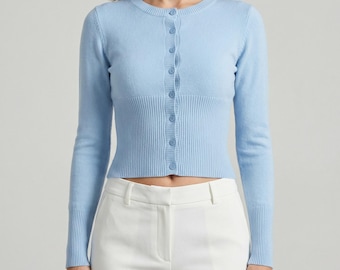 Cardigan lavorato a maglia da donna / Maglione a maniche lunghe slim fit / Maglione casual invernale da strada