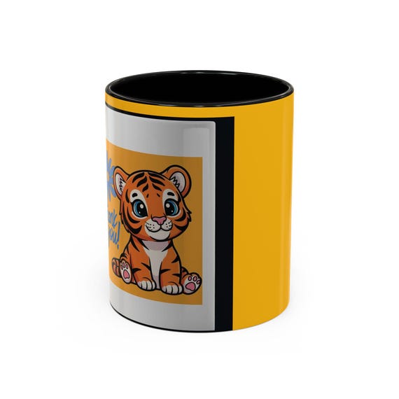 Coffee  Ceramic Mug Beautiful Elegant Cartoon Tiger Mug | Accent Coffee Mug, Yellow Black Interior (11oz, 15oz) , Gift Ideas