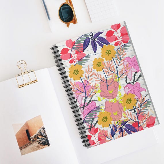 Floral Spiral Notebook, Ruled Journal, Colorful Flowers