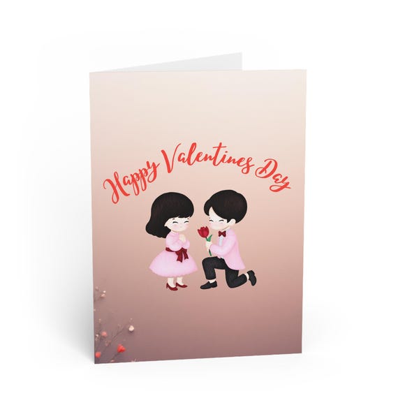 Happy Valentines Day Couple Illustration Greeting Cards | Valentine Card