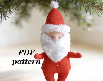 Patrón de costura de Papá Noel: Adorno navideño de fieltro