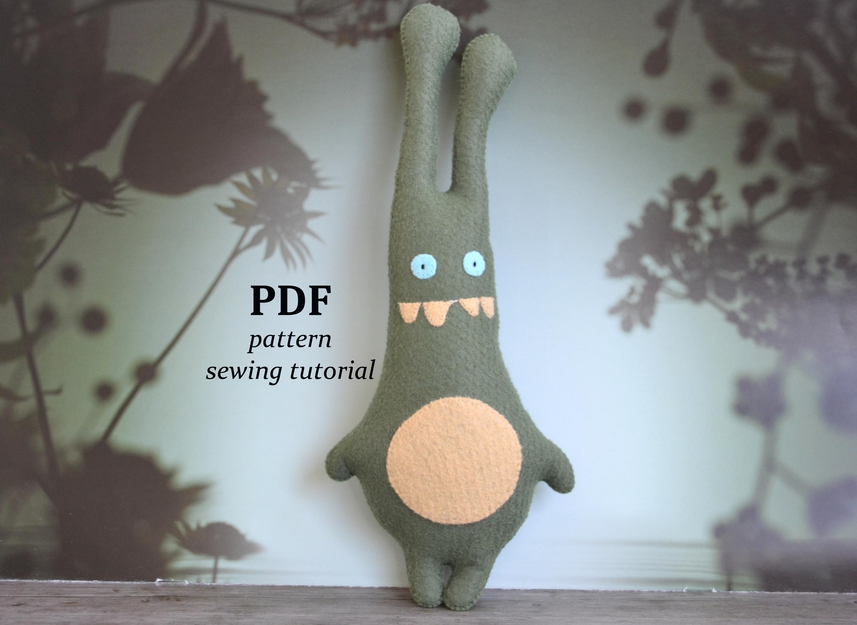 Monster felt pattern: easy sewing tutorial (Digital Dowload)