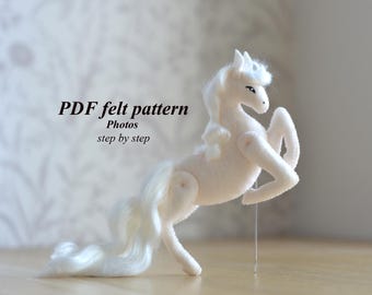 Horse sewing pattern : felt unocorn template