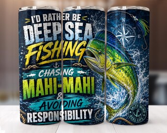 Diseño PNG de envoltorio para vaso con diseño de mahi-mahi / Pesca en alta mar (Descarga digital)
