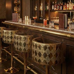 Hand Engraved Brass Bar Stool | Luxury Diamond Pattern Chair DDP Door Delivery All INCL.