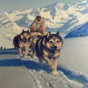 Fred Machetanz &quot;Nelchina Trail&quot; / Alaska Dog Sled Team / Alaskan Dog Race Signed and Numbered Lithograph