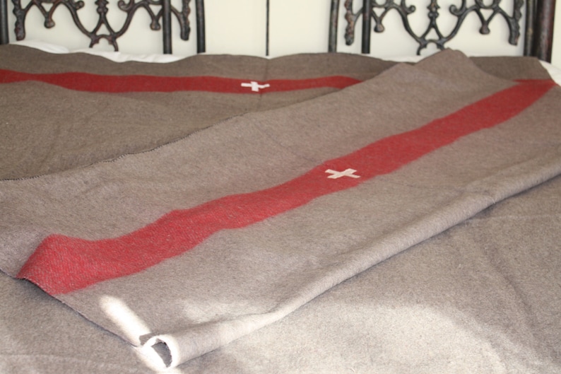 Swiss Army Wool Blanket / Outdoor Rustic Blanket for Cabins, Boats, Retro Design, Fire Pit Evenings and Camping / Ready to Ship image 7