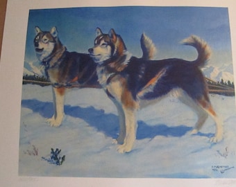 Fred Machetanz "They Opened the North Country" Limited Alaskan Artist Lithograph / Husky