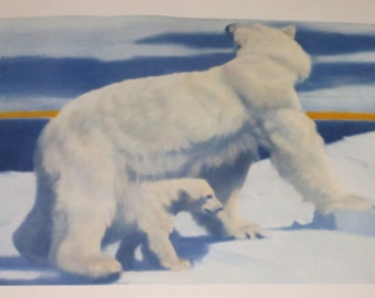Fred Machetanz "Beginnings" Limited Edition Alaskan Artist Lithograph / Polar Bear