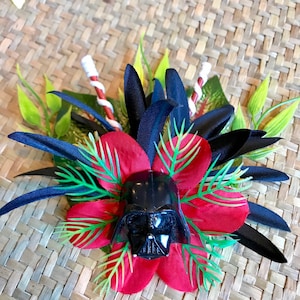 The Floof Red and Black Darth Vader Star Wars Hair Clip for Tiki Oasis Luau Caliente VLV Pinup image 1