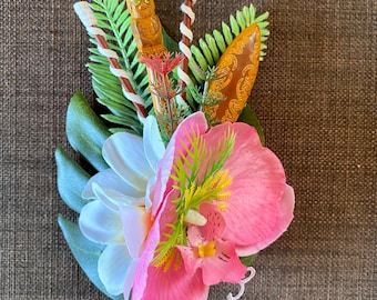 The Hangover- Swizzle Orchid Flower Hair Clip for Tiki Oasis Luau Caliente VLV Pinup