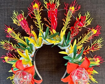 Swizzle Stick Cocktail Crown Fire Red Orange Color Story for  Tiki Oasis Luau Tiki Caliente VLV Pinup Dapper Day