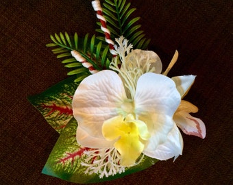The Rum Punch -Tropical White Orchid Hair Clip for  Tiki Oasis Luau Tiki Caliente VLV Pinup Dapper Day